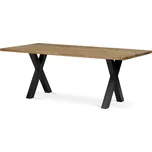 Stůl jídelní, 200x100x75 cm,masiv dub, kovová noha ve tvaru písmene"X", černý lak