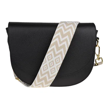 Kabelka NovaKabelka.cz Kožená italská crossbody kabelka Ramona Nera s přídavným popruhem VIII