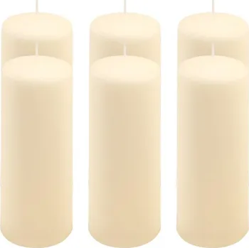 Svíčka Sada sloupových svíček, 20 cm, Ø 7,5 cm, krémová, 6 ks