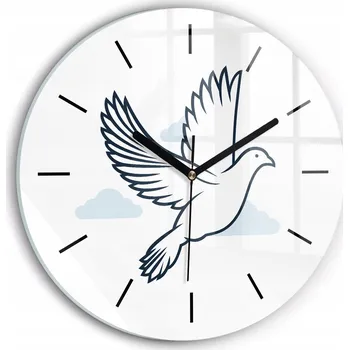 Hodiny Klasické Kulatý Nástěnné Hodiny Skleněné Duch Svatý holub průměr 30 cm