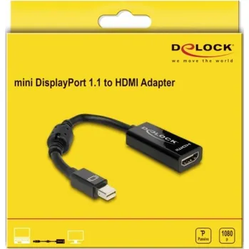 vypínač a zásuvka Delock 65099 Mini-DisplayPort / HDMI adaptér [1x mini DisplayPort zástrčka - 1x HDMI zásuvka] černá 12 cm