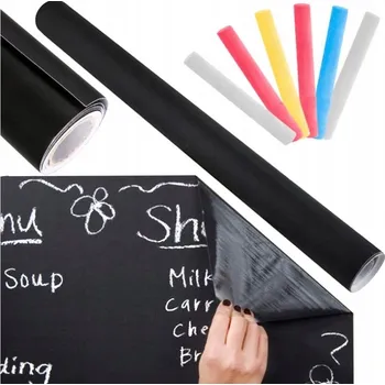 Nástěnná tabule samolepicí černá 200x45 cm + 5x křída