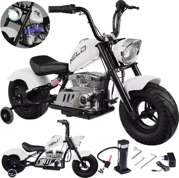 Dětské elektrovozidlo Elektrická dětská motorka chopper 24V s plynovou rukojetí a kotoučovou brzdou – Bílá