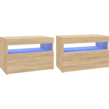 Televizní stolek TV stolek s RGB LED osvětlením 60x35x40 cm, dub sonoma