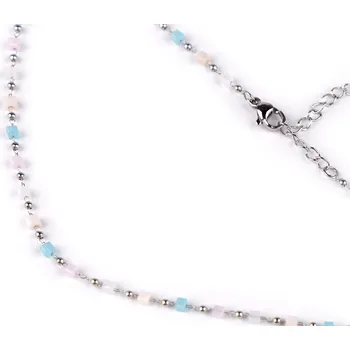 Náhrdelník Náhrdelník z nerezové oceli se skleněnými korálky Varianta: 4 růžová nejsv. modrá světlá, Balení: 1 ks