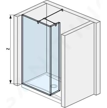 Jika Pure Skleněná stěna boční včetně krátkého skla, 80x20x200 cm, s úpravou Jika Perla Glass, H2684220026681