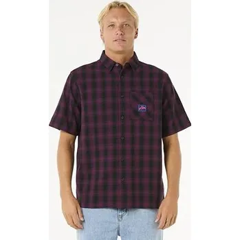 Pánská košile košile Rip Curl RAW ENERGY S/S PLAID SHIRT Deep Plum velikost M