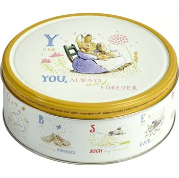 Sušenky JACOBSEN 150 g plechová dóza - se ZAJÍČKEM - žlutá (Dánské sušenky v plechové dóze / jarní motiv / PETER RABBIT TIN cookies)