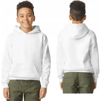 Chlapecká mikina Dětská Tepláková Mikina s kapucí Klokanka GILDAN SF500 BÍLÁ 158
