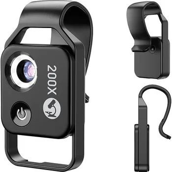 Apexel 200X Mobile phone microscope lens with LED Light & CPL Filter