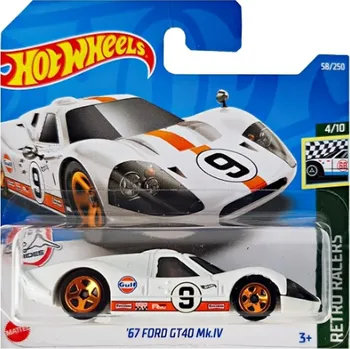 auto na autodráhu Toys Hot Wheels 67 Ford GT40 Mk.IV White