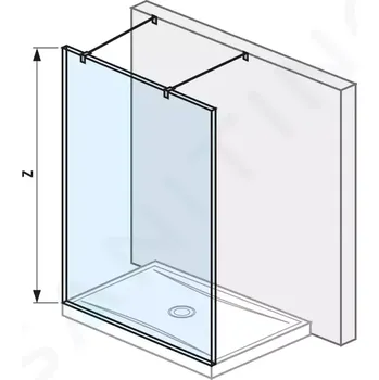 Jika Pure Skleněná stěna pevná včetně dvou vzpěr, 140x200 cm, s úpravou Jika Perla Glass, H2674220026681