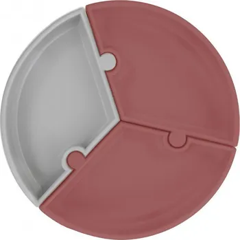 dětský talíř MINIKOIOI Talíř Puzzle silikonový s přísavkou Velvet Rose / Powder Gre