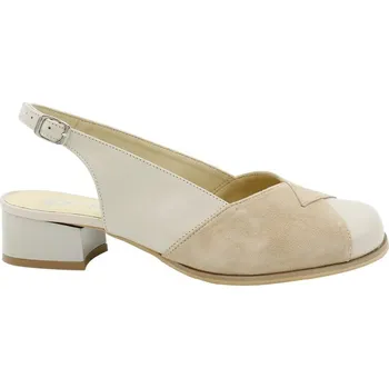 Dámské sandále Sandály dámské na nízkém podpatku De Plus F.166-X-35813 béžové kožené široká špička - 37