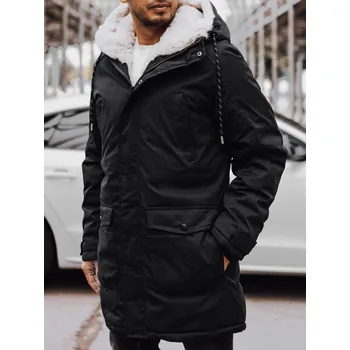 Pánský kabát Černá zimní bunda s kapsami TX4588 Velikost: XL