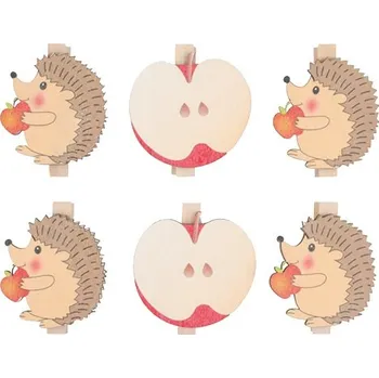 Anděl Přerov, s.ro. Dřevění ježci a jablíčka na kolíčku 4 cm, 6 ks