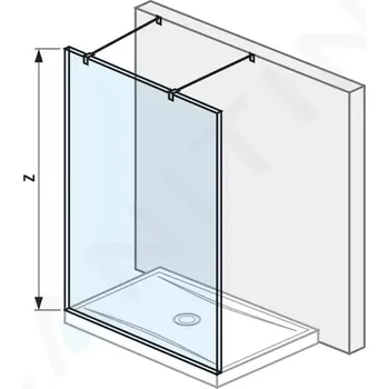 Jika Pure Skleněná stěna pevná včetně dvou vzpěr, 120x200 cm, s úpravou Jika Perla Glass, H2674200026681
