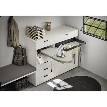 Šatní skříň ATIM Výsuvné žehlící prkno Prua Short Stříbrná