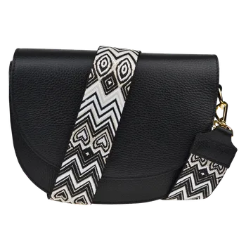 Kabelka NovaKabelka.cz Kožená italská crossbody kabelka Ramona Nera s přídavným popruhem XVII