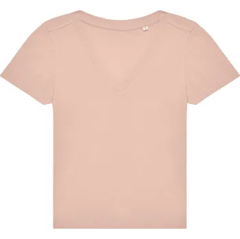pracovní tričko B&C Tričko B&C E150 V women s výstřihem do V, krátký rukáv, dámské COT01014Tx5300-soft rose XS Růže světlá