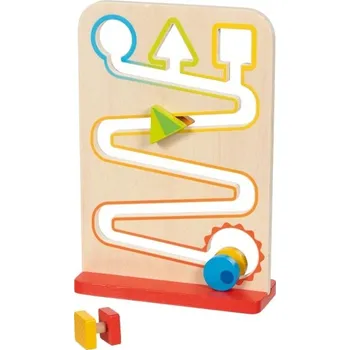 Dřevěná hračka Goki Tobogán - dřevěná cikcak dráha s tvary