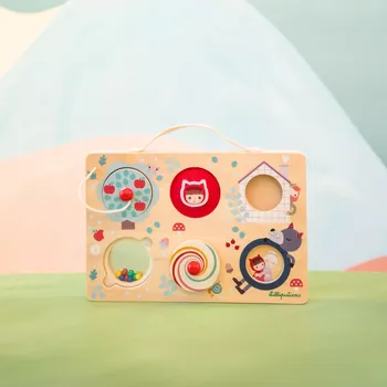 Dřevěná hračka Lilliputiens dřevěný panel Aktivity Červená Karkulka a vlk Ludvík