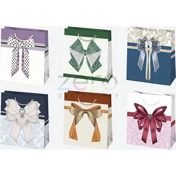 Dárková taška Taška papírová dárková 15,5x15,5x8 cm (lak) - mašle (mix 2)