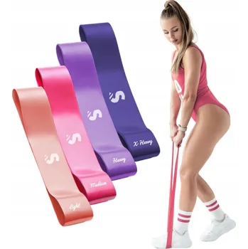 SADA 4 POSILOVACÍCH GUM FITNESS BAND 7-23 kg POPRUHY NA CVIČENÍ