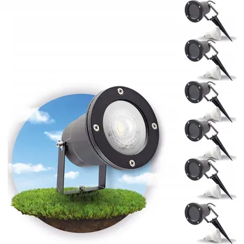 Žárovka SADA 6x Zahradní lampa PORTO + 6x žárovka GU10 3W premium STUDENÁ BÍLÁ