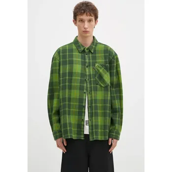 Dámská košile Bavlněná košile Wood Wood Day Heavy Flannel Shirt GOTS zelená barva, relaxed, 10325302.5167, M, 77X