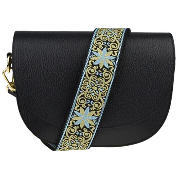 Kabelka NovaKabelka.cz Kožená italská crossbody kabelka Ramona Nera s přídavným popruhem VI