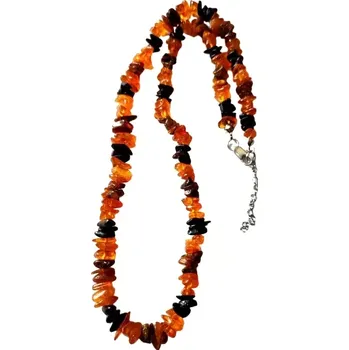Náhrdelník Jantarový elegantní náhrdelník dlouhý 54 cm, mix barev s chir. ocelí