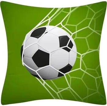 Bytový textil Povlak na polštářek zelený/fotbalový míč v síti 40 x 40 cm zip