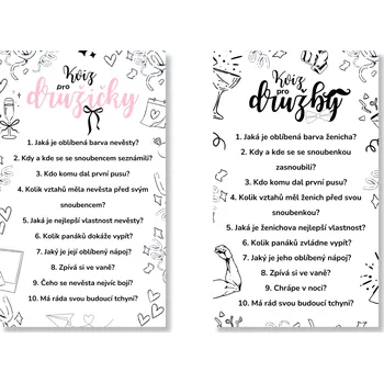 Svatební dekorace Personal Set kvízů pro družby a družičky - Simple