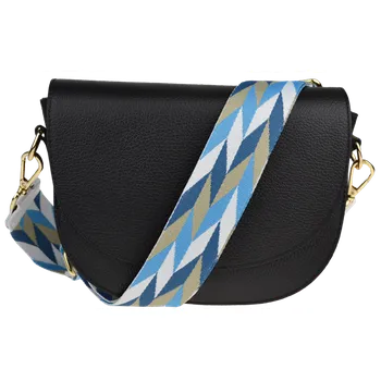 Kabelka NovaKabelka.cz Kožená italská crossbody kabelka Ramona Nera s přídavným popruhem VII