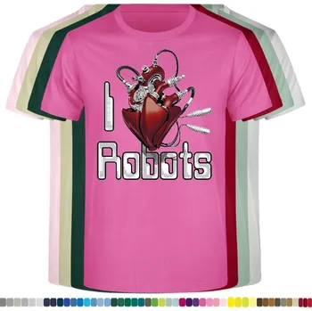 Dívčí tričko detske-levne-bavlnene-tricko-potisk-robot-srdce Barva: Fuchsia - fuchsiová, velikost: 164