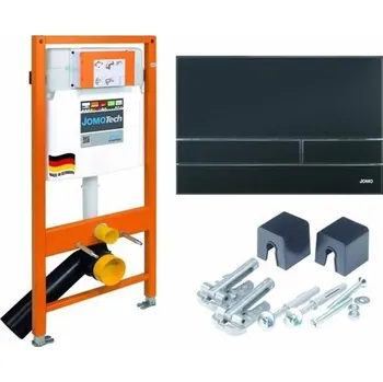 WC sada Set předstěnové instalace modul WC JOMOTech do sádrokartonu 174-91102500-00, včetně tlačítka EXLUSIVE 2.0 černé BLACK, nástěnný držák