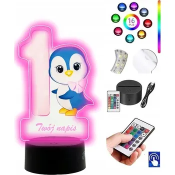 Lampička LAMPKA na SKLE UV Památka K Narozeninám Roček LED RGB + DÁLKOVÝ OVLADAČ 16 BAREV