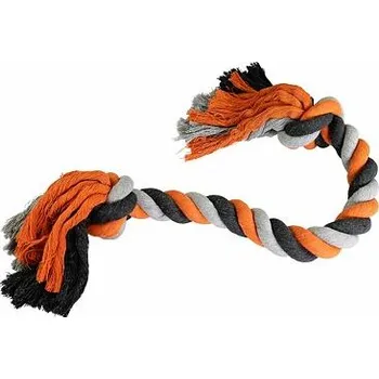 Hračka pro psa HipHop Dog Uzel HipHop bavlněný 2 knoty, šedá - tm.šedá, oranžová