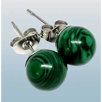 Náušnice Malachit syntetický naušnice s chir. ocelí