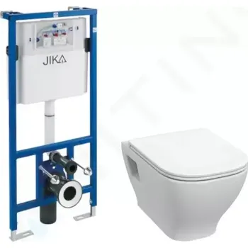 WC sada Jika Deep Set předstěnové instalace a závěsného klozetu, Rimless, DualFlush, bílá, H6006160000002
