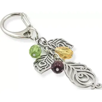 Přívěsek na klíče paví peří