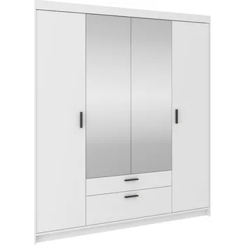 Šatní skříň FALCO Skříň Enja 4D2S se zrcadlem bílá