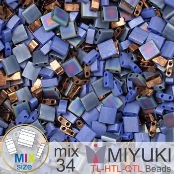 Dětské navlékací korálky Korálky MIYUKI směs tvar TL-HTL-QTL BEADS . Barva MIX 34 Aqua bronze . Balení 5g.