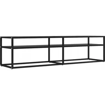 Televizní stolek TV stolek 160 cm černý, tvrzené sklo 5 mm - nosnost 75 kg