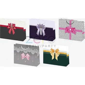 Dárková taška Taška papírová dárková 38x29x10 cm (lak) - mašle (mix 3)