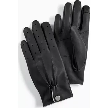 Šála PORSCHE DESIGN Leather Gloves Rukavice pro řidiče kožené sportovního střihu černá (Měkké řidičské rukavice Porsche Design vyrobené z jehněčí kůže nappa s funkcí Touch-Tec a elegantním zapínáním na patentky.)