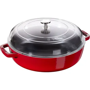 Hrnec Staub Litinový kastrol se skleněnou poklicí Braiser, 24 cm, višňový 12722406