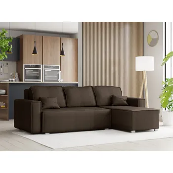 Pohovka Tmavě hnědá rohová pohovka SMART COSARO, oboustranná + 2 polštářky ZDARMA