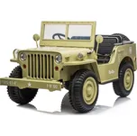 Mamido Dětský elektrický vojenský Jeep Willys 4x4 třímístný béžový